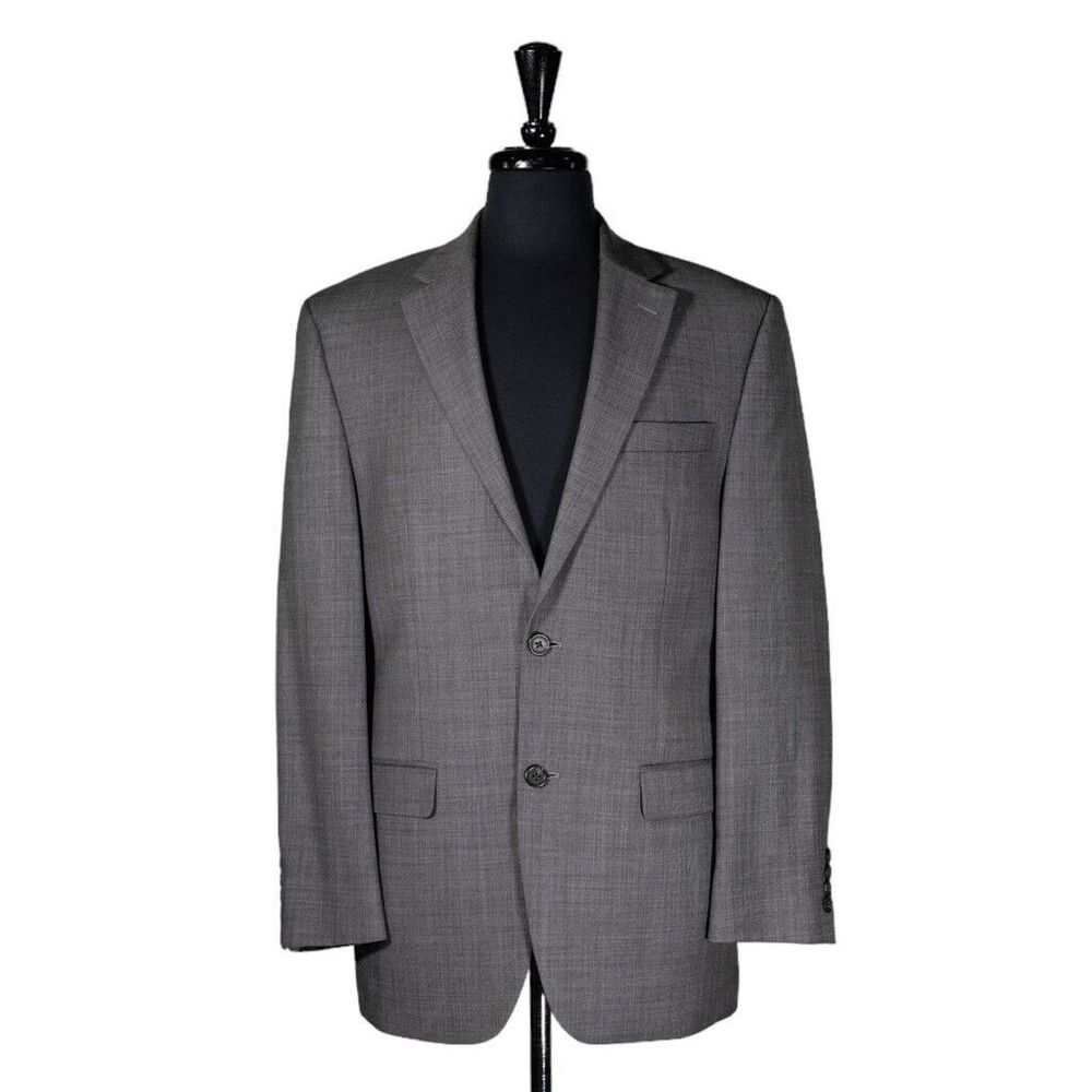 Chaps Ralph Lauren Mens Blazer Gray Wool 2 Button Suit Jacket Sport Coat 38R